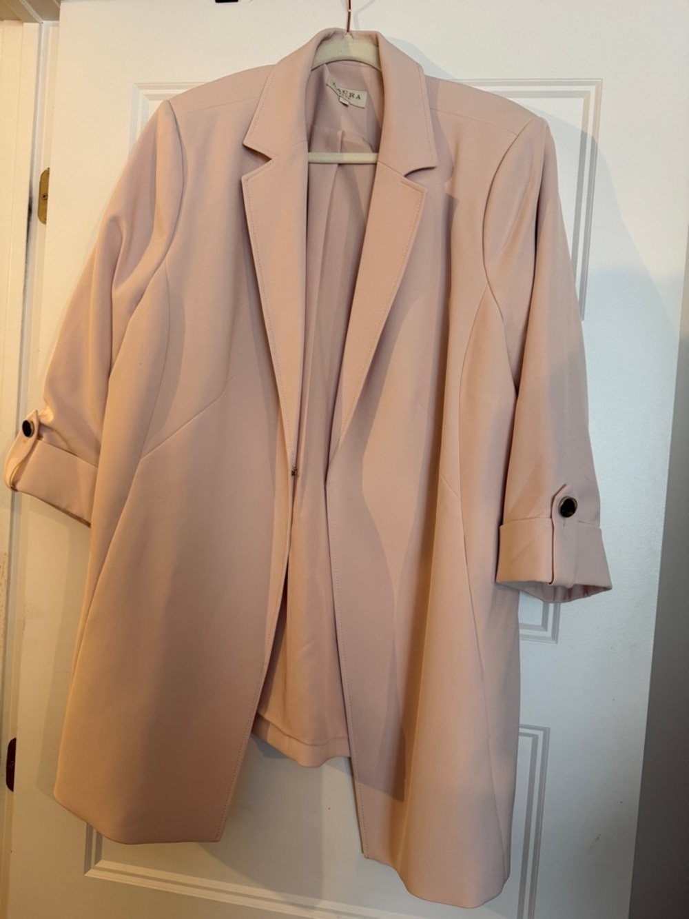 Soft Blush Open-Front Women's Blazer Jacket